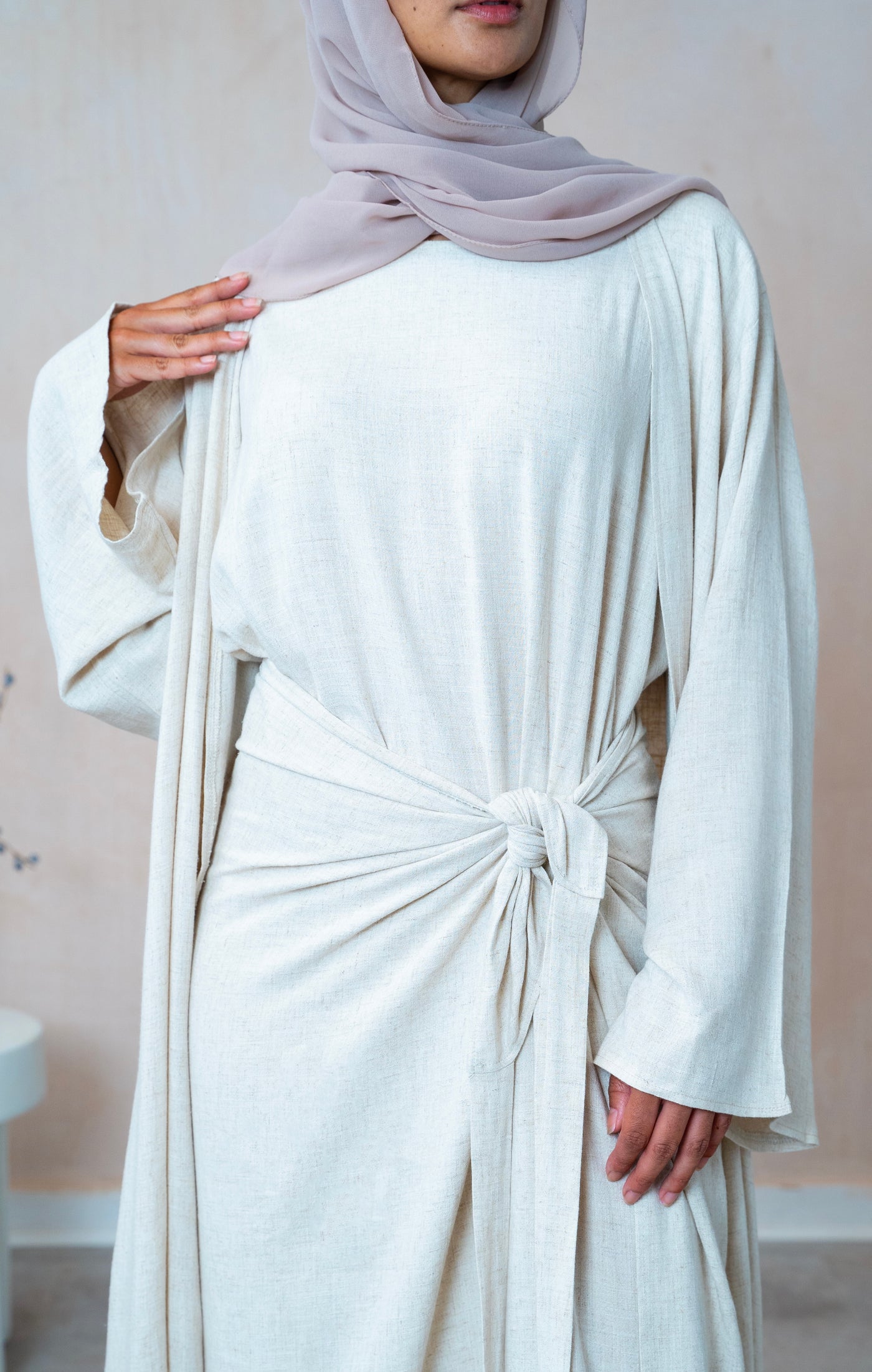 Sana Three Piece Abaya set- Bermuda Linen