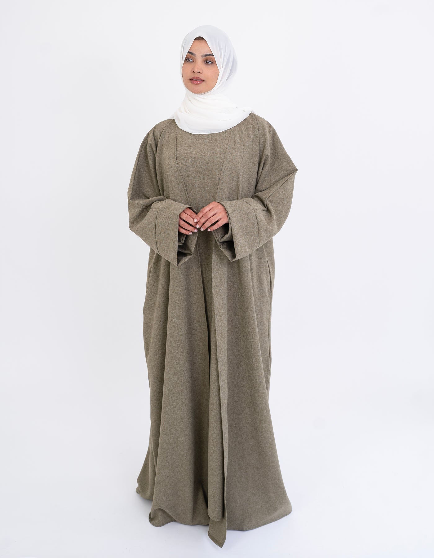 JASMIN-KHAKI OPEN ABAYA