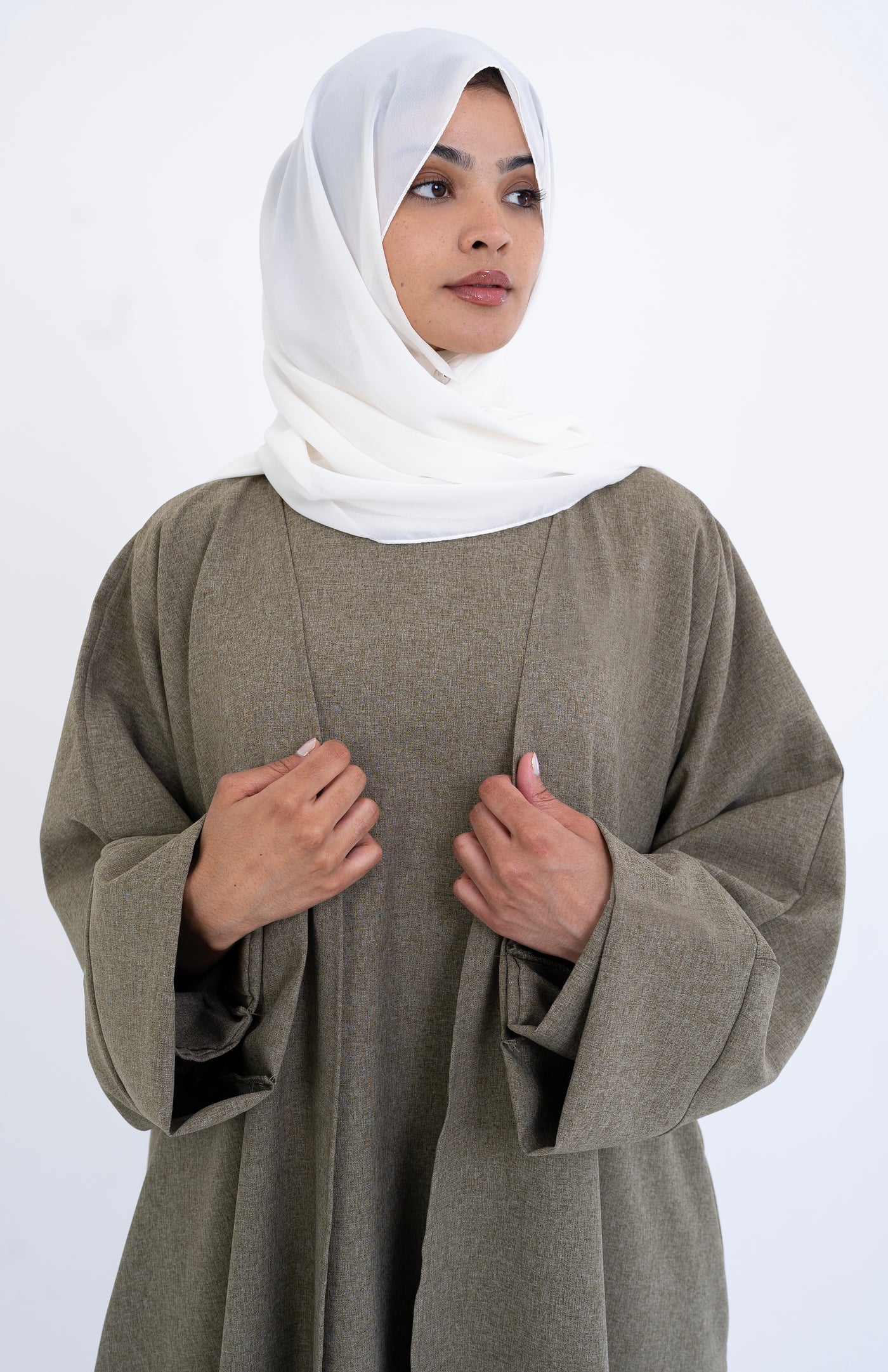 JASMIN-KHAKI OPEN ABAYA