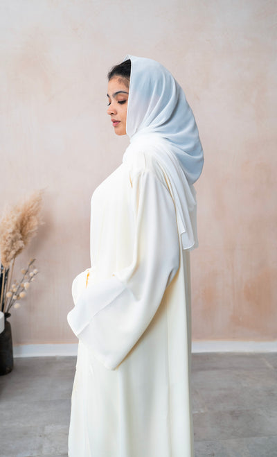 Sana Three Piece Abaya-Ivory Apollo Satin