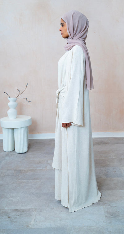 Sana Three Piece Abaya set- Bermuda Linen