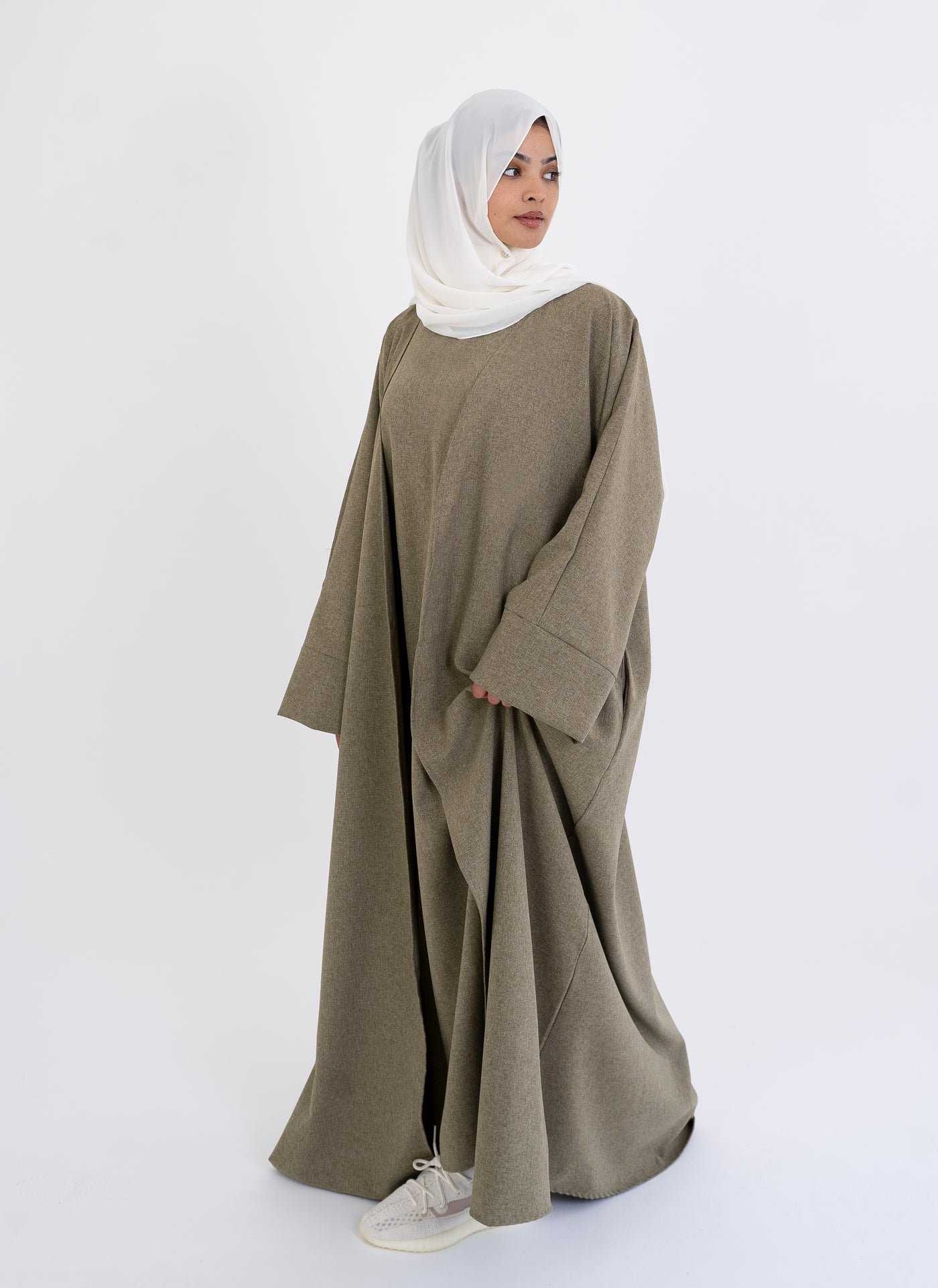 JASMIN-KHAKI OPEN ABAYA