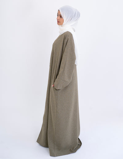 JASMIN-KHAKI OPEN ABAYA