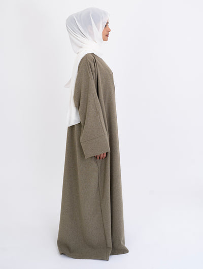 JASMIN-KHAKI OPEN ABAYA